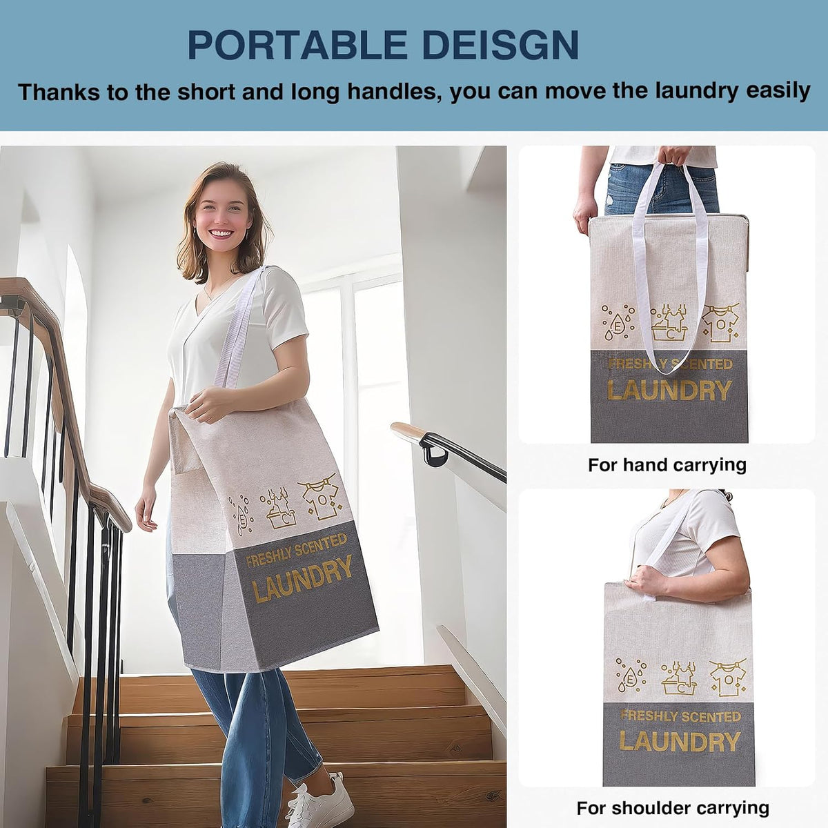 2 Pack Laundry Baskets, 92L Laundry Hamper with Handles