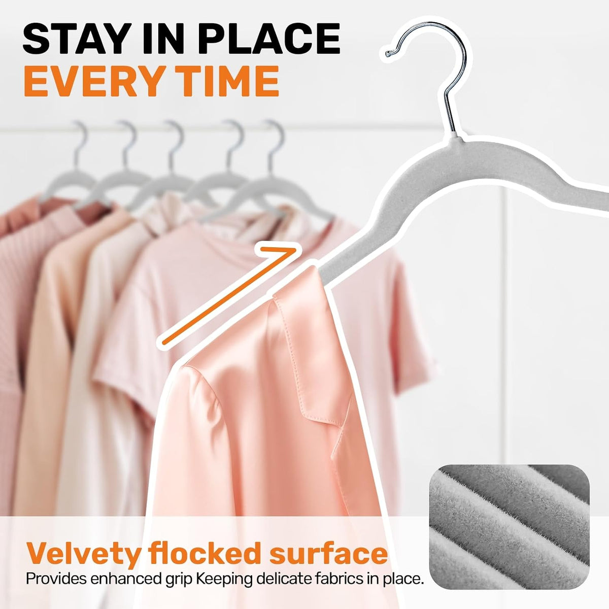 Sishynio Velvet Shirt Hangers 30 Pack, Slim Felt Hangers Gray