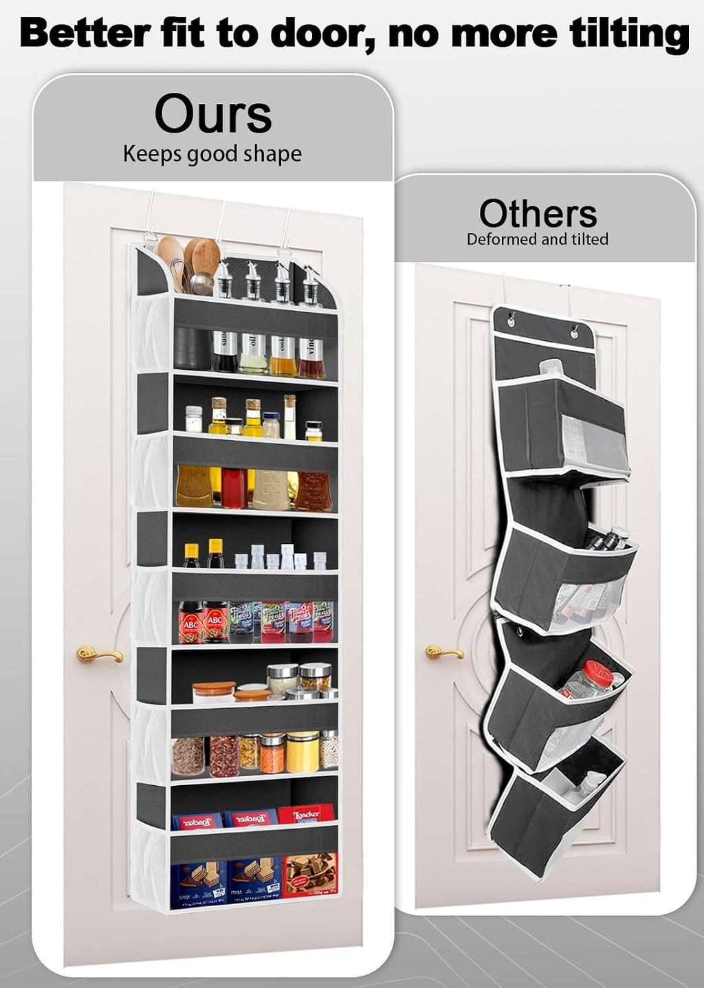 TAHAVICE Over the Door Organizer Storage, 5 Large & 10 Mesh Pockets