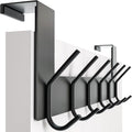 SKOLOO Over The Door Hook - 6 Hooks, No Assembly Required, Stainless Steel Door Hooks, Over Door Coat Rack for Hanging Coats Clothes Hats Robes, Black