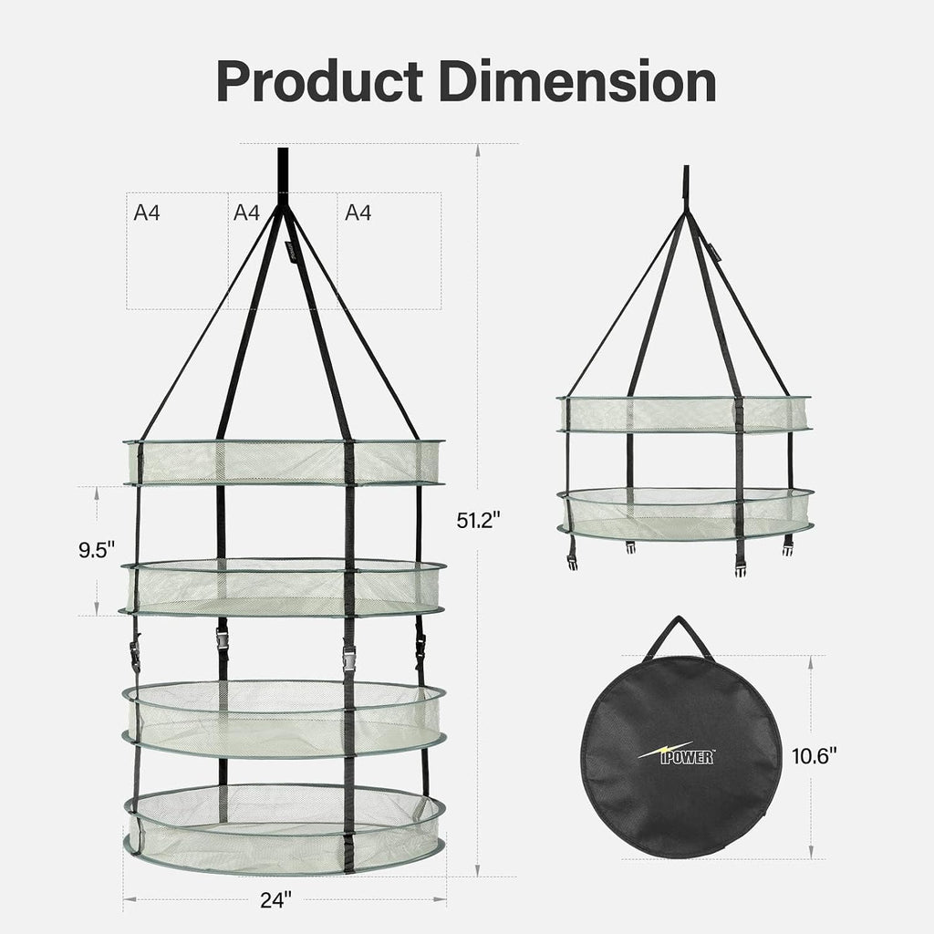 iPower 4-Tier Foldable Collapsible Mesh Clothes Hanging Dryer Drying Rack, Lay fold Flat Dry Hanger for Laundry, Sweater, Swimsuit, Underwear and Toys