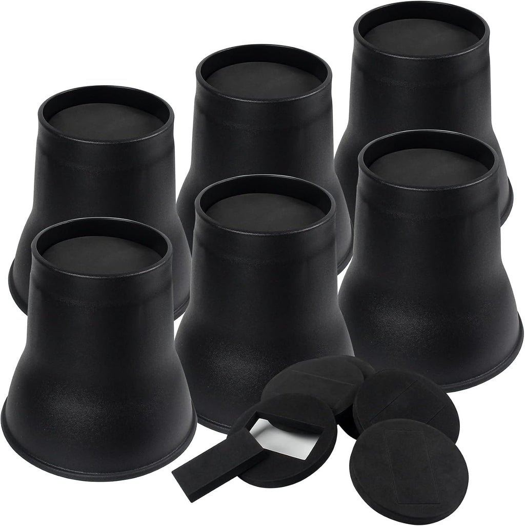 DEDU Bed Risers 6 Inch Heavy Duty 6 Pack, Furniture Risers with Caster Pads Supports Up to 6600 Lbs, Round Couch Risers for Sofas, Desk (Black)
