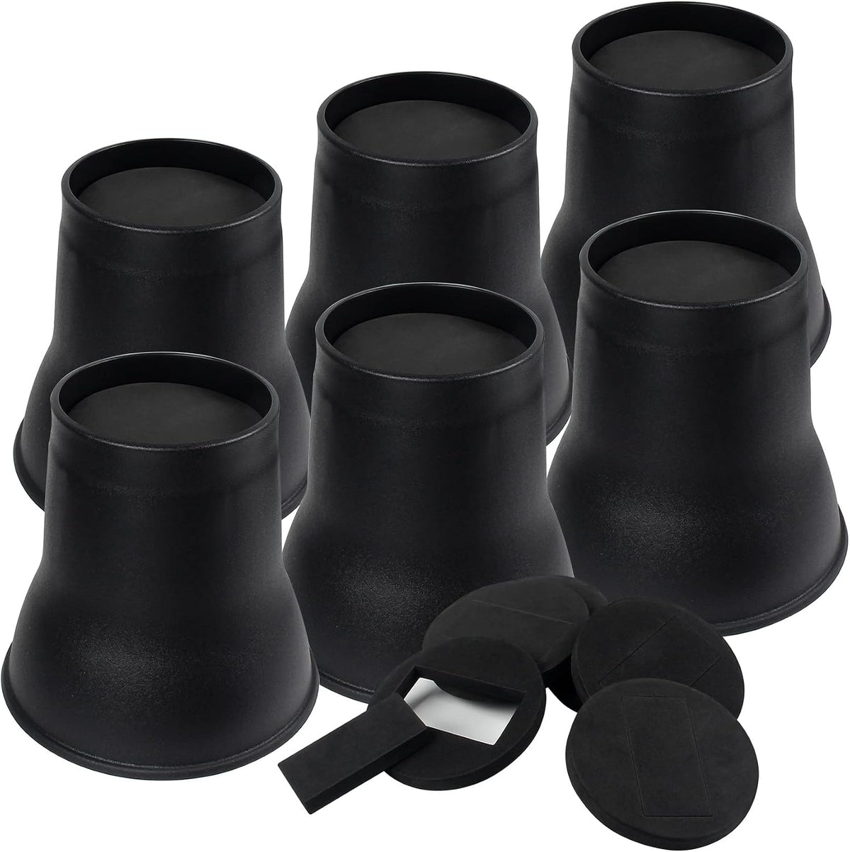 DEDU Bed Risers 6 Inch Heavy Duty 6 Pack, Furniture Risers with Caster Pads Supports Up to 6600 Lbs, Round Couch Risers for Sofas, Desk (Black)