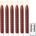 Red Flameless Taper Candles Flickering with Remote Timer