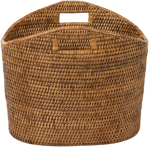 KOUBOO La Jolla Oval Rattan Magazine Rack, Woven Organizer, Honey Brown