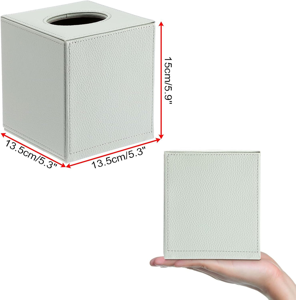 Sumnacon Tissue Box Cover Square,Magnetic Bottom PU Tissue Box Holder,Green