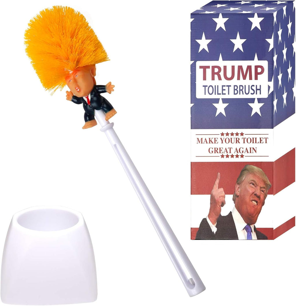 Donald Trump Toilet Brush with Holder & Gift Box, Gag Gift