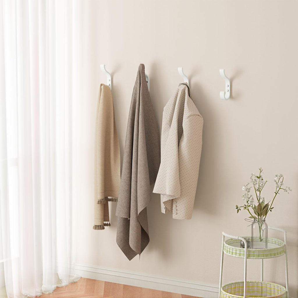 Coat Hooks Wall Mount,Heavy Duty Wall Hooks for Backpack,Towel,White 6 Pack