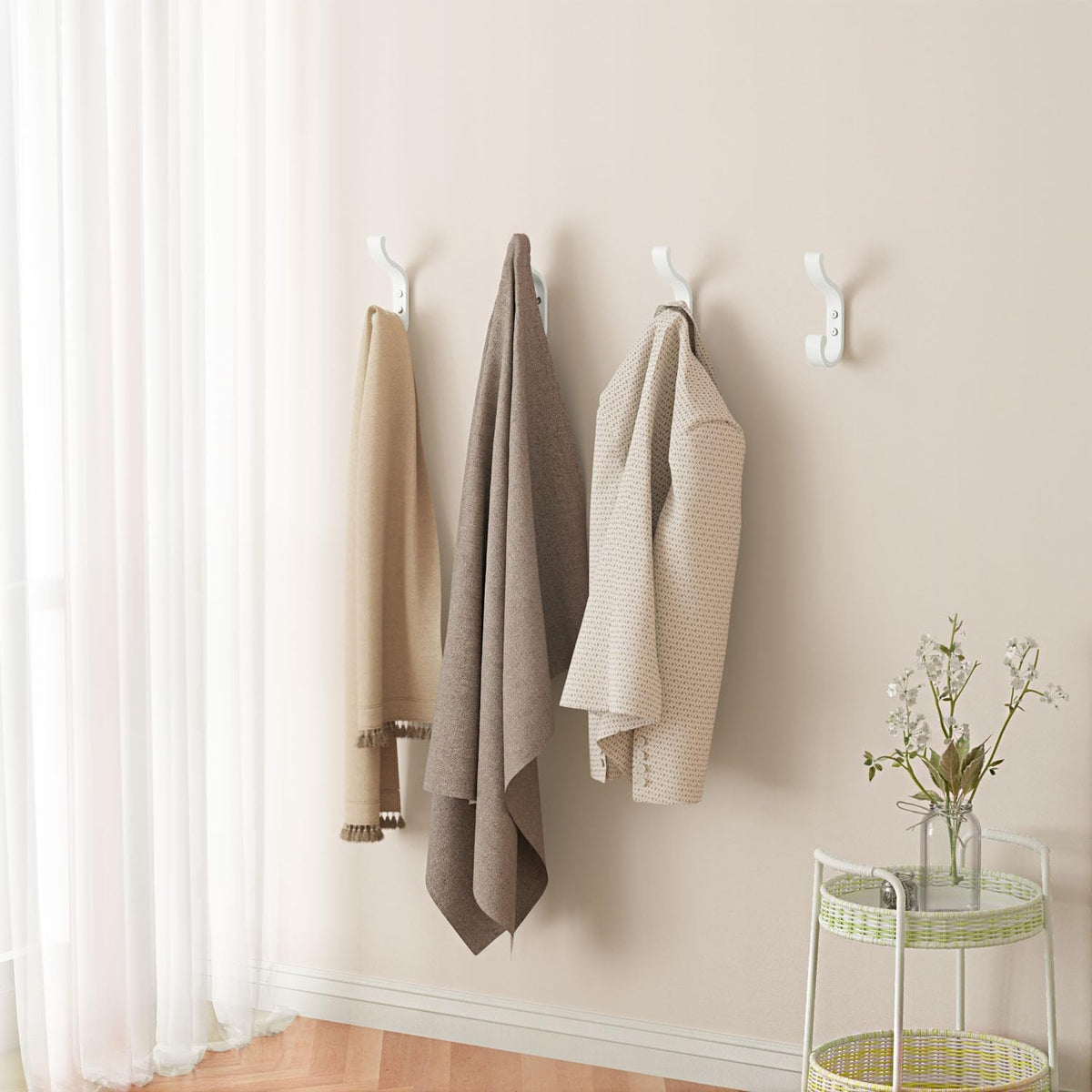 Coat Hooks Wall Mount,Heavy Duty Wall Hooks for Backpack,Towel,White 6 Pack