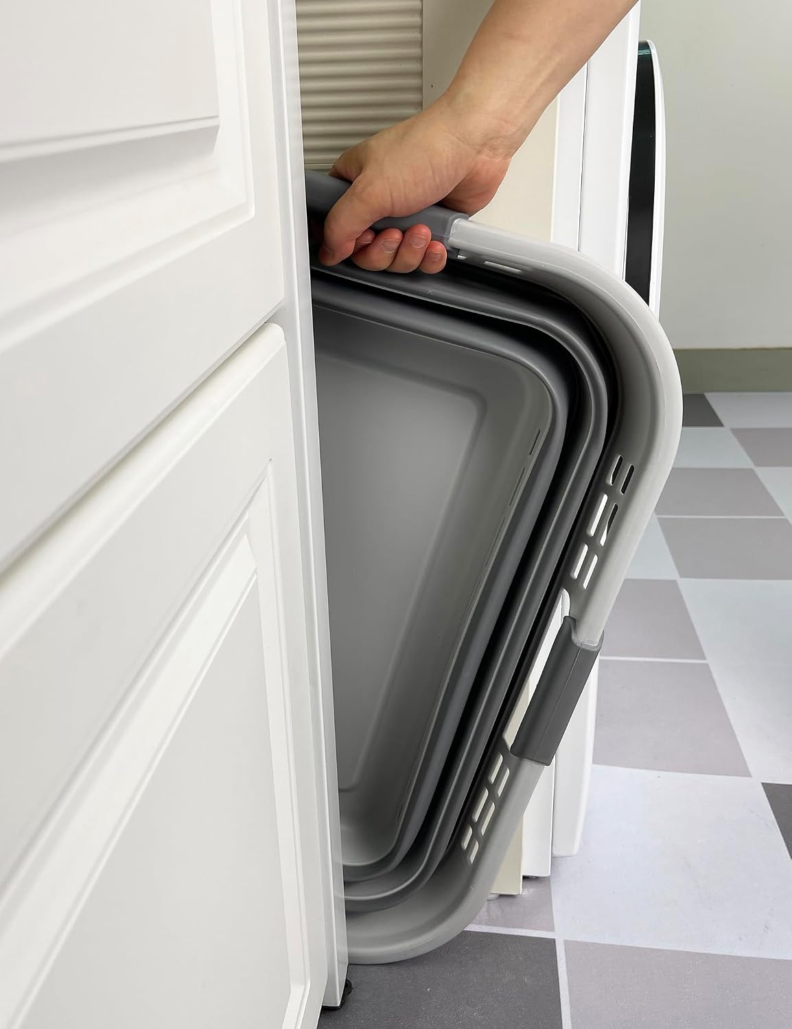 SAMMART 42L (11 Gallon) Collapsible Plastic Storage Basket - Foldable Pop Up Storage Container/Hamper - Portable Laundry Organizer - Space Saving (Grey, 42L (Style A))