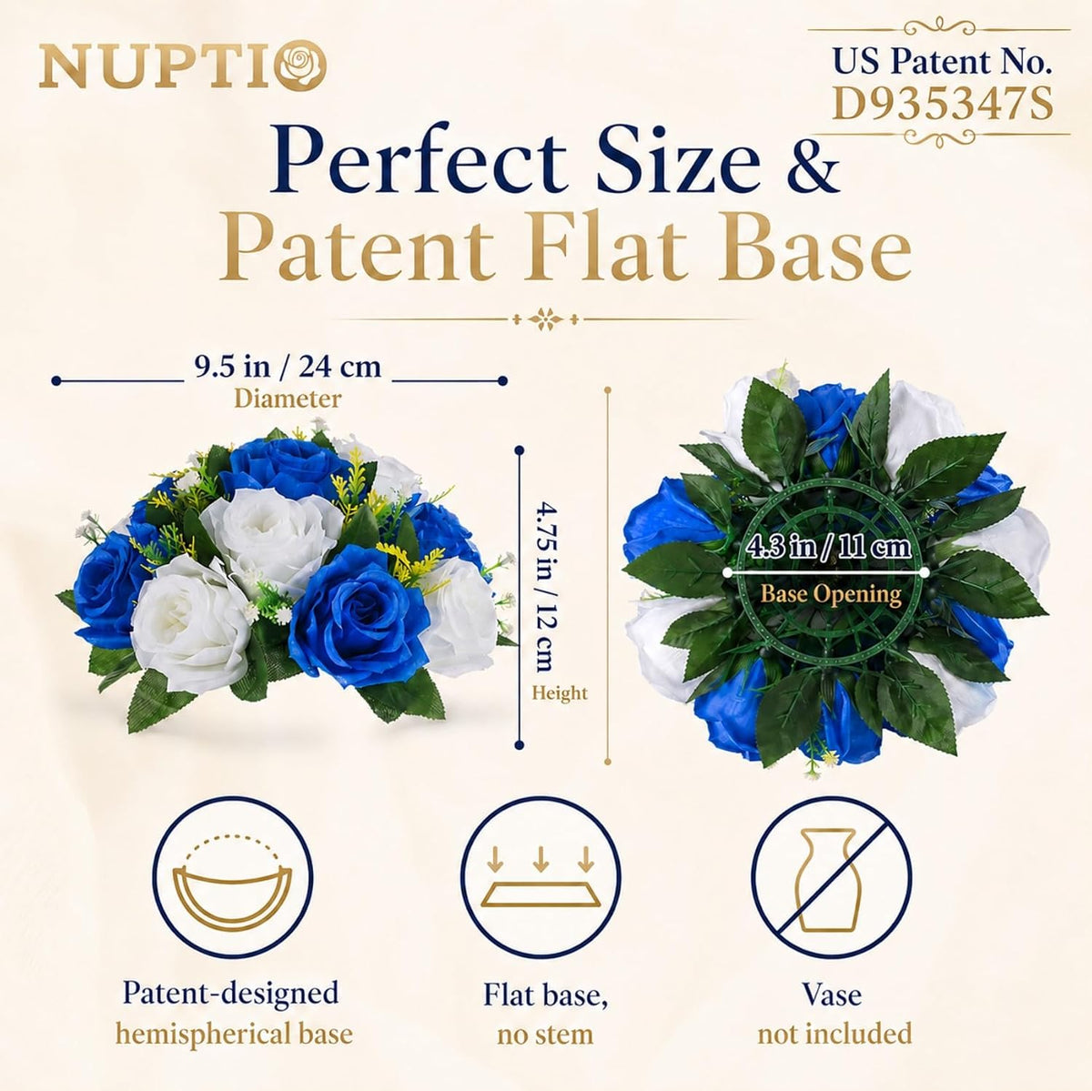 NUPTIO Flower Balls Centerpieces for Tables: Royal Blue White Fake Roses