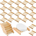 Amyhill 50 Pcs Bamboo Soap Dish Bulk Soap Holder Draining,Wooden Color