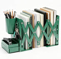 Adjustable Book Ends, Metal Bookends with Pegboard Book Holders Organizer