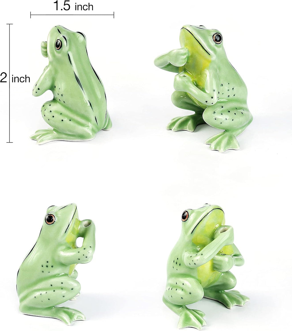 2" Light Green Frog On 4" Wide Lotus Leaf Ceramic Incense Stick Holder Artistic Collectible Figurine for Adult Collectors Interior Accent Gift Handcrafted Porcelain Home Room Decor