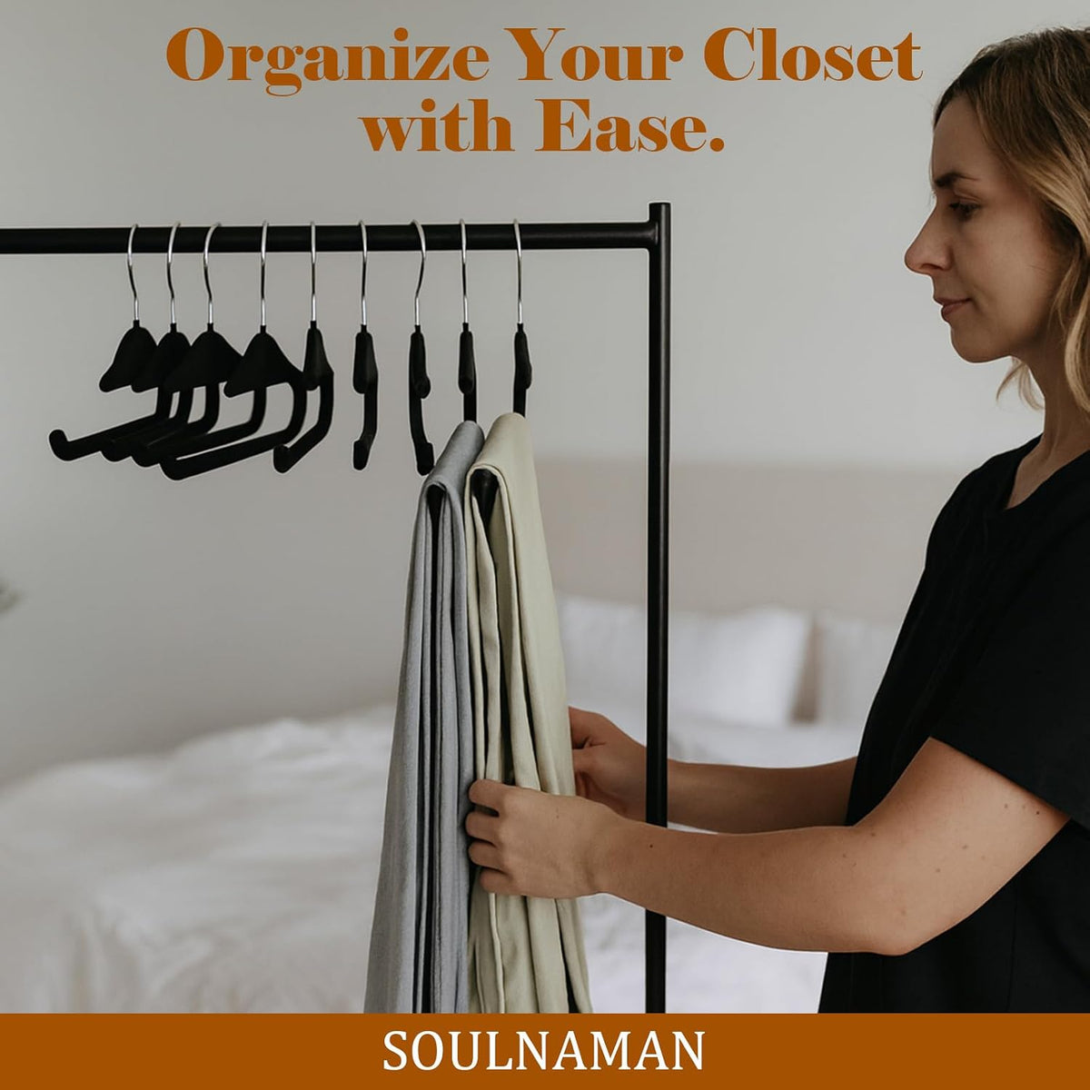 Velvet Hangers Non Slip,20 Pack Space Saving Pants Hangers,Thin Space Saving Clothes Hanger for Closet, Durable Heavy Duty Hanger with 360 Swivel Hook for Pants Towel Jeans(Black)