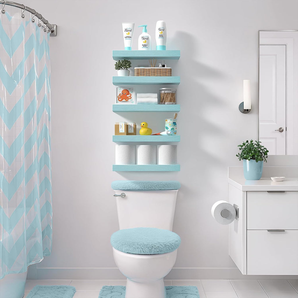 Sorbus 16 Inch Floating Shelves for Wall (4 Pack, Breezy Blue)