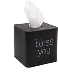 AuldHome Design Square Tissue Box Cover (Black); Modern Farmhouse Enamelware Tissue Holder