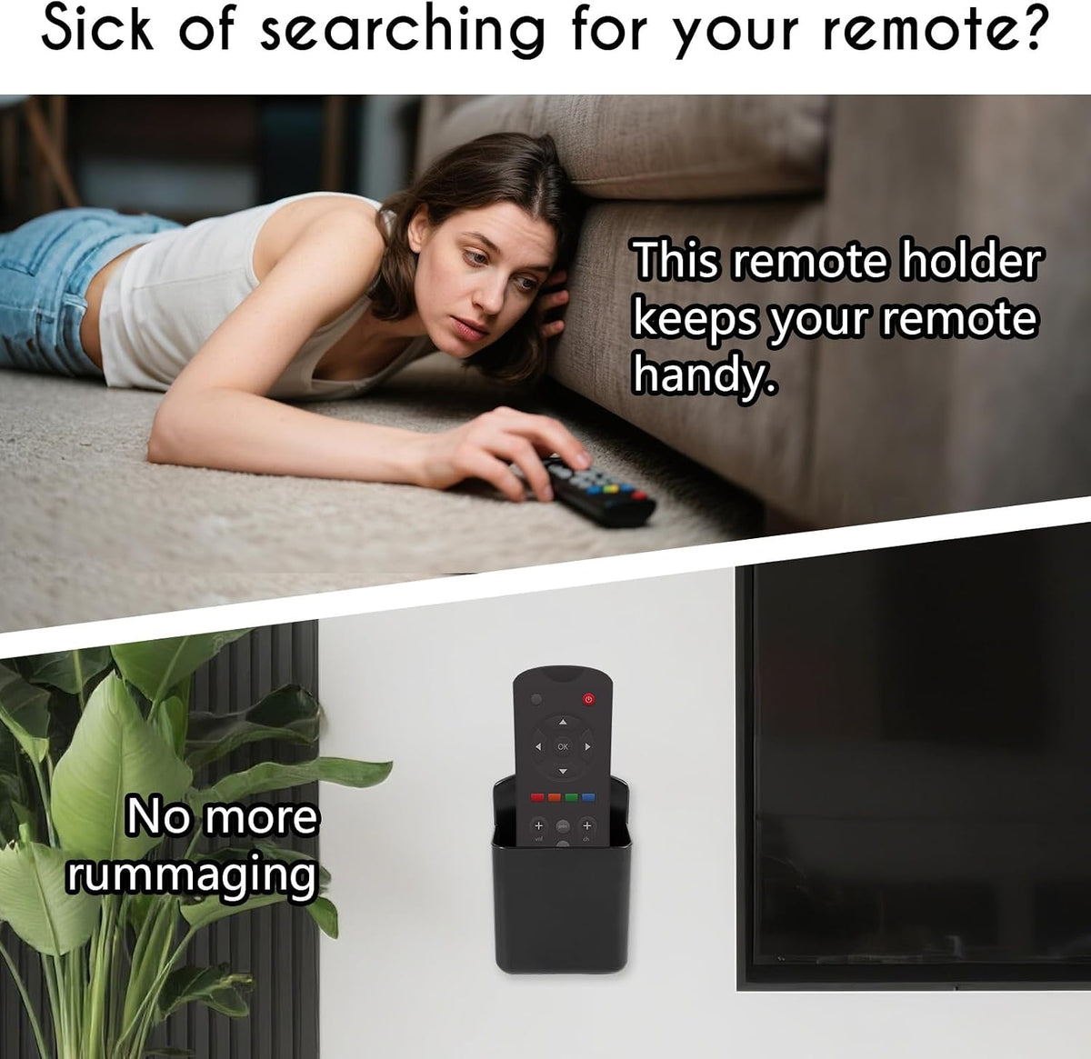 2 PCS Remote Control Holder Wall Mount, TV Air Conditioner Remote Control Holder, Self Adhesive Pen Holder Organizers and Accessories for Home Office School, Black