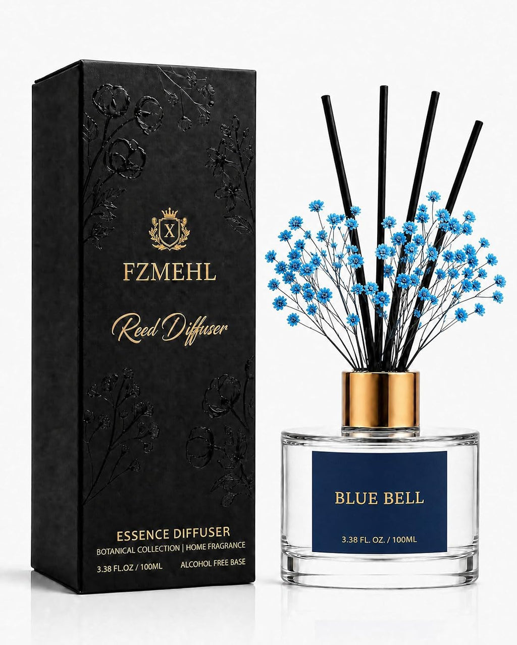 Reed Diffuser Set, Blue Bell, 3.38 fl oz with 6 Sticks