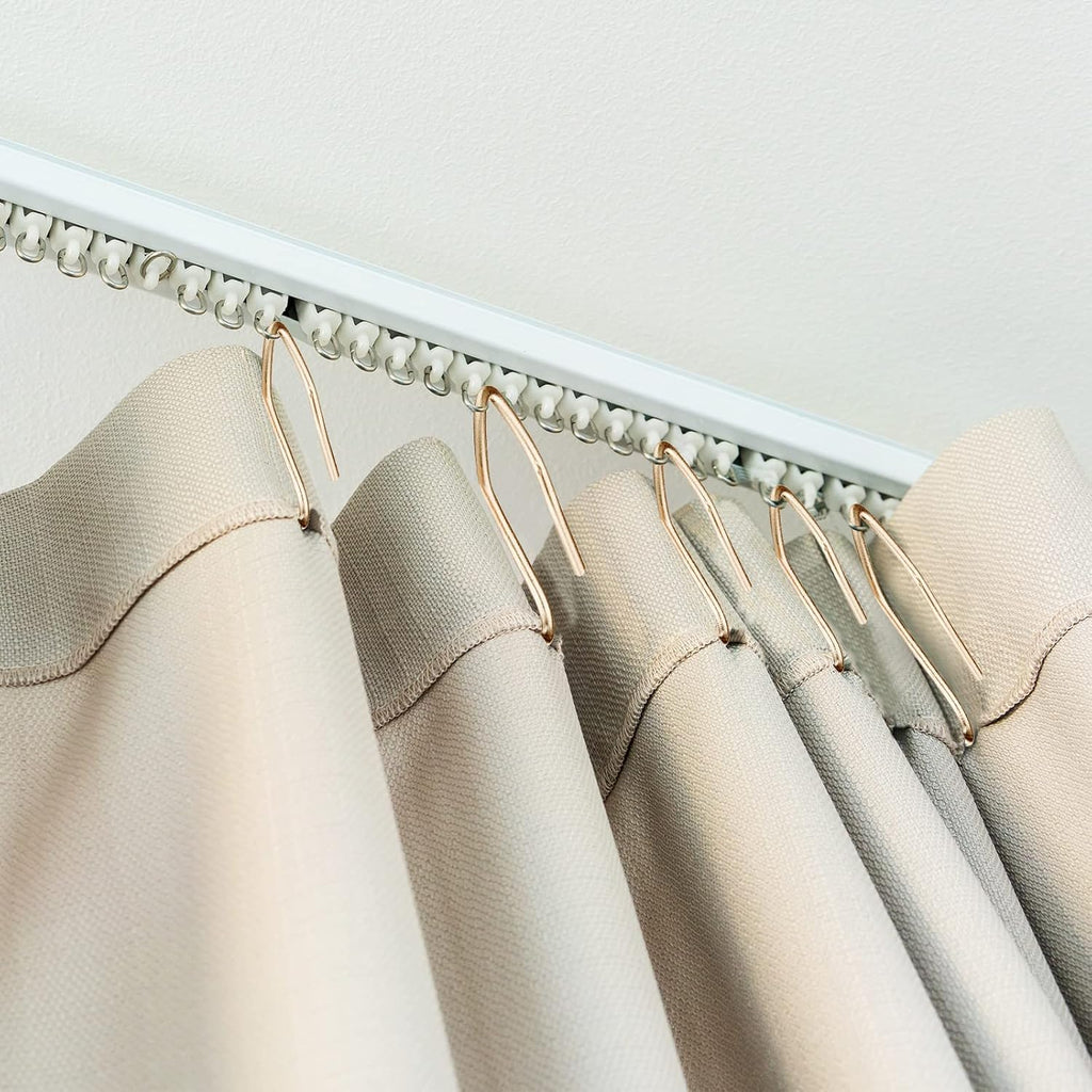 Outus 58 Pack Metal Curtain Hooks Pin On Drapery Hooks 1.2 x 1 Inch for Window,Door,Shower Curtain (Champagne Gold)