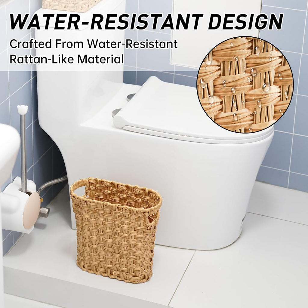 Wicker Waste Basket with Built-in Handles, Multifunctional Mini Basket for Home and Office, Compact Design and Durable Construction with Fine Artisanal Craftsmanship