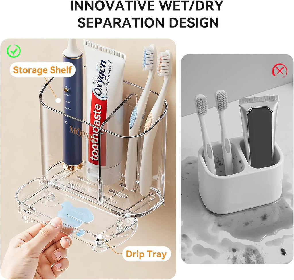 MOPMS Toothbrush Holders with Drainage for Bathrooms Countertop Organizer