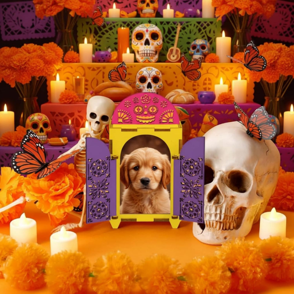 Chunful 27 Pcs Dia De Los Muertos Ofrenda Altar Decorations Wood Shadow Box