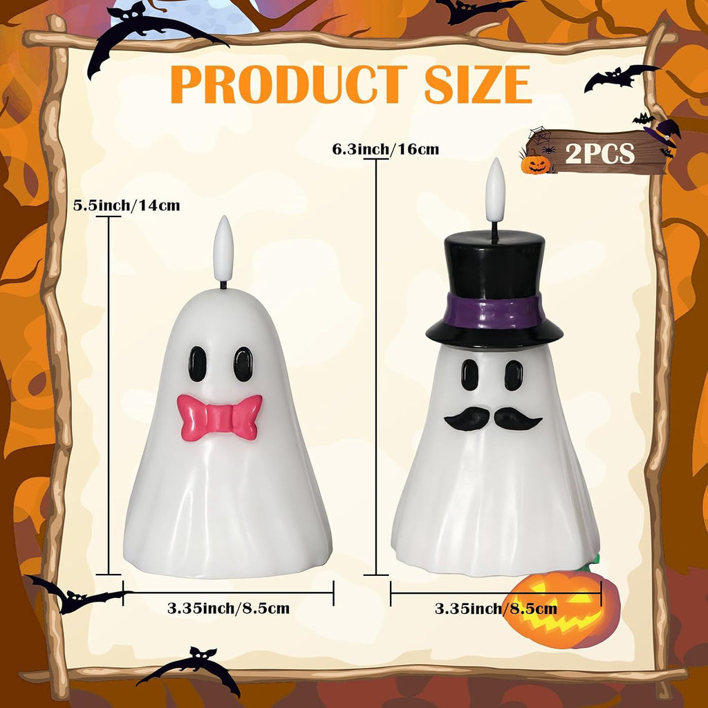 Halloween Decor Flameless Ghost Candles with 6H Timer, 2PCS