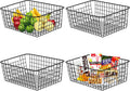 Wire Storage Baskets, Dveda 4 Pack 14.2" x 11.4" x 6.3" Large Metal Wire Storage Baskets, Black Pantry Organizer Baskets with Handles for Cabinets, Pantry Storage, Bathroom, Laundry, Garage