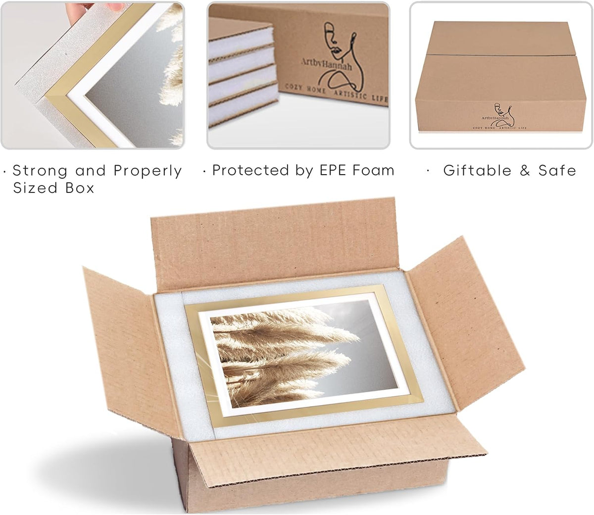 ArtbyHannah Gallery Wall Frame Set, 8 Pack Gold Picture Frames, Small