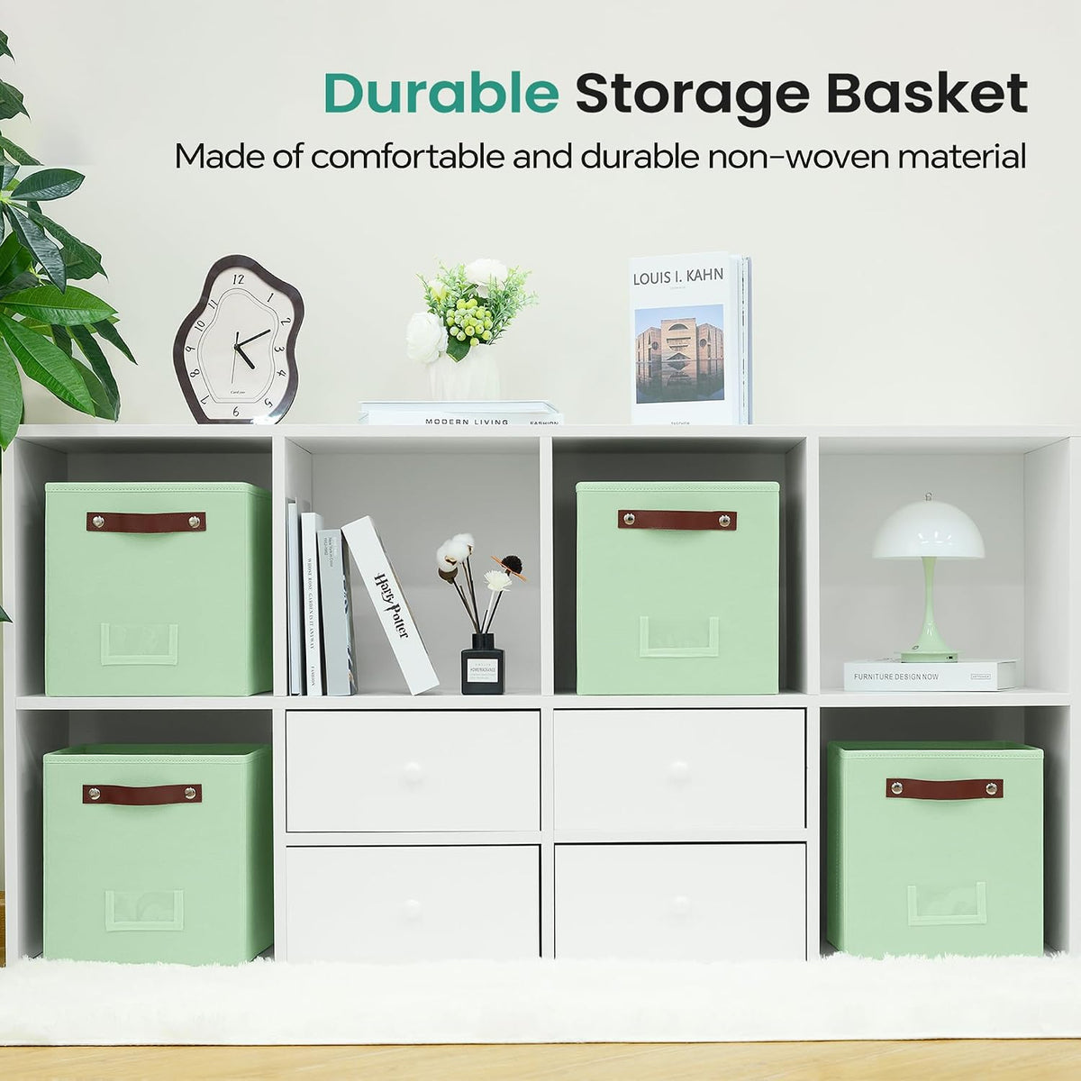 FinishingBo 10.5" x 11" Storage Bins with Labels 6 Pack
