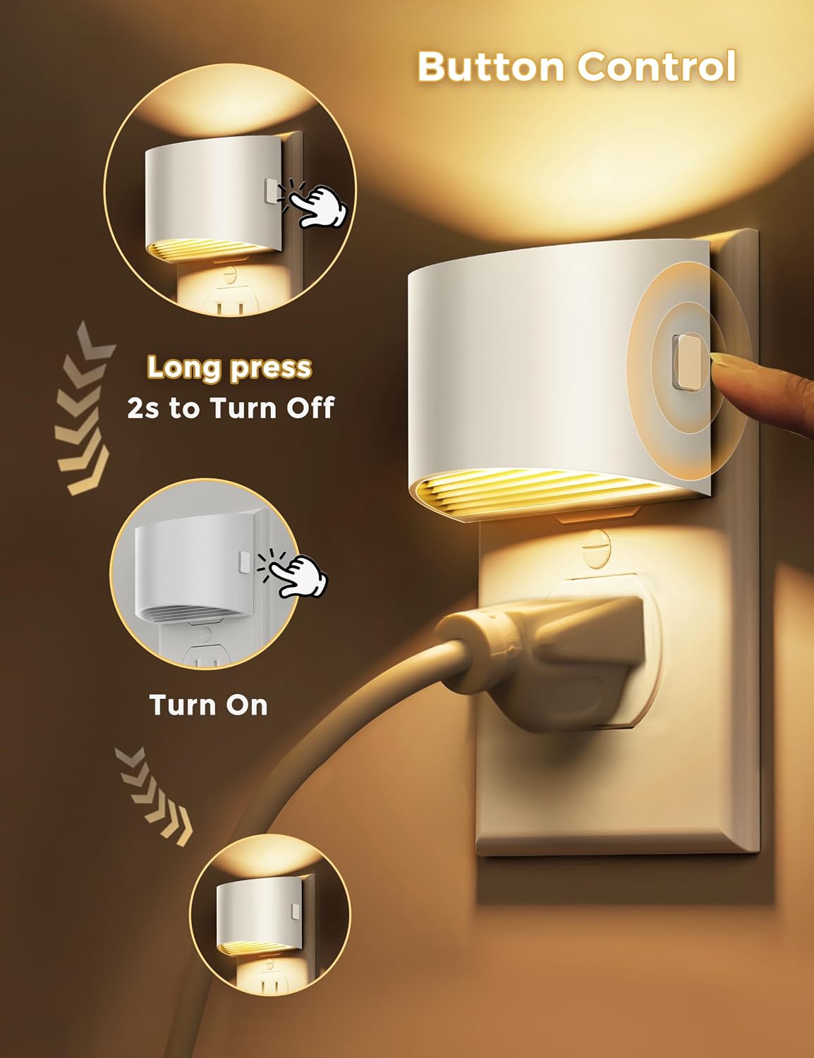 L LOHAS LED Night Lights Plug into Wall, Dimmable Night Light 4 Pack
