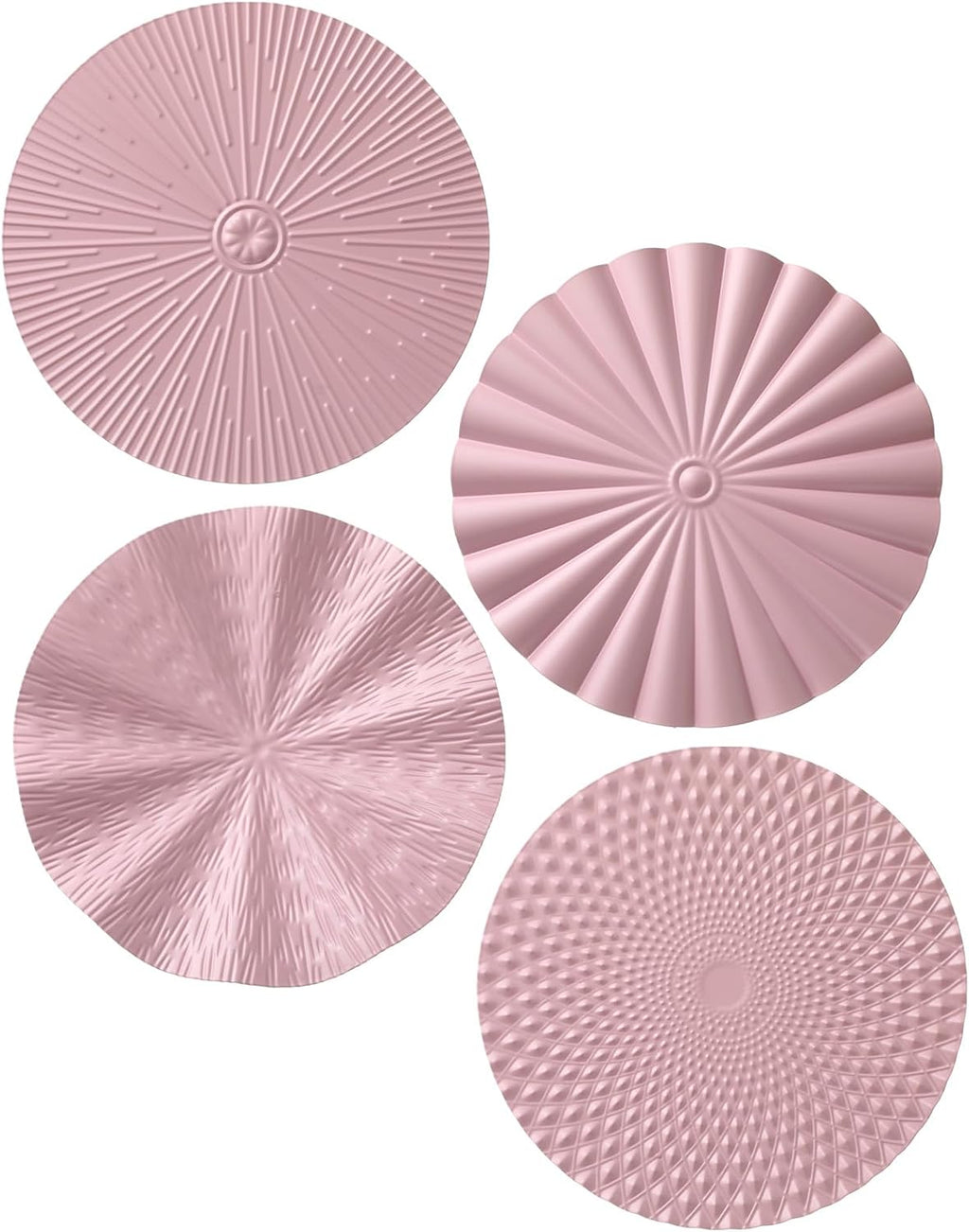 Hicarer 4 Pcs 12 Inch Pink Metal Wall Art Decor Modern Sunburst Decor