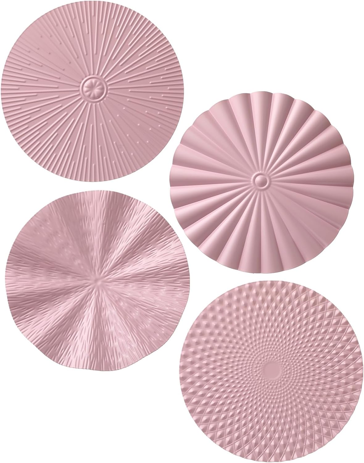 Hicarer 4 Pcs 12 Inch Pink Metal Wall Art Decor Modern Sunburst Decor