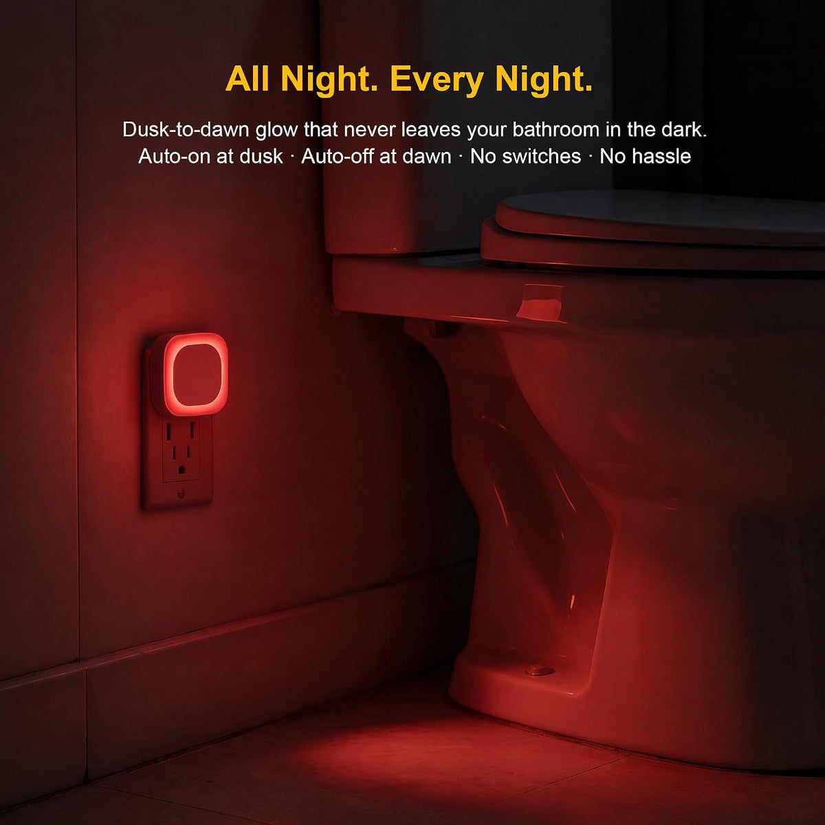 YUNLEX 2 Pack Red Night Light Plug into Wall, Dim Glow for Sleep, Eye-Care