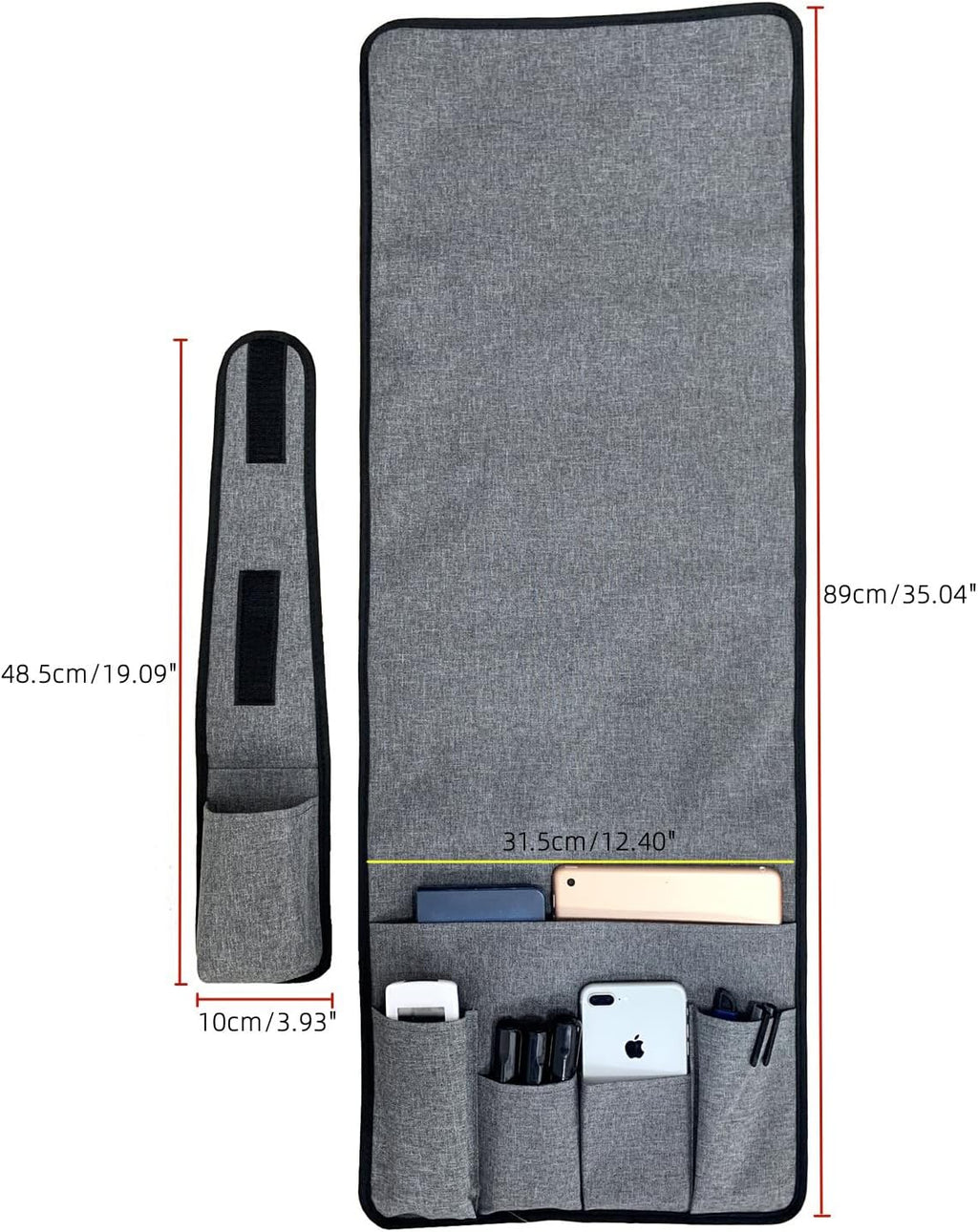 Wanty Sofa Armrest Organizer Couch Arm Chair Caddy Sofa Cover Storage Holder for Remote Control Magazine Book Smart Phone Tablet Drinks and Water Bottle (Gray)