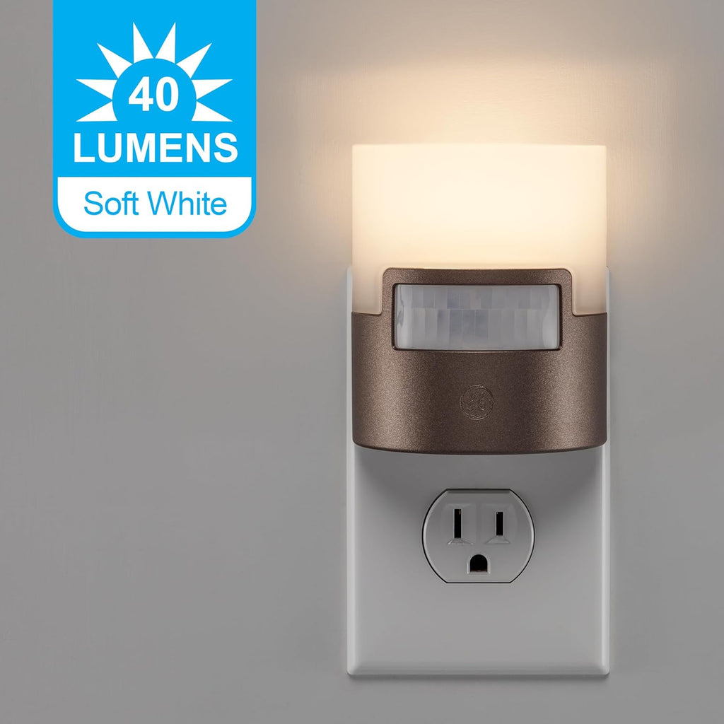 GE Plug in Night Light with Motion Sensor, 40 Lumens, Bronze