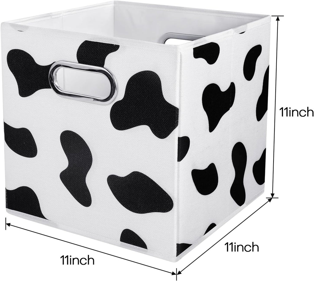ANMINY Cow Print Cubes Fabric Storage Bins with Handles, 8 Pack 11"x11"x11"