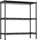 Soywey 3-Shelf Adjustable Heavy Duty Storage Shelves,36" Wx14 Dx35.8 H Metal Organizer Wire Rack for Laundry Bathroom Kitchen Pantry Closet Garage Shelving Black