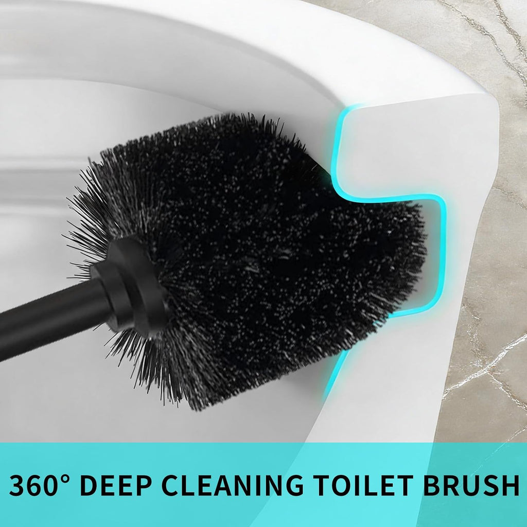 Toilet Brush and Holder Set,304 Stainless Steel Toilet Brush for Bathroom with Long Handle, Heavy Duty Toilet Bowl Brush,Removable Inner Bowl and Splash Protection,Deep Cleaning (Chrome01)