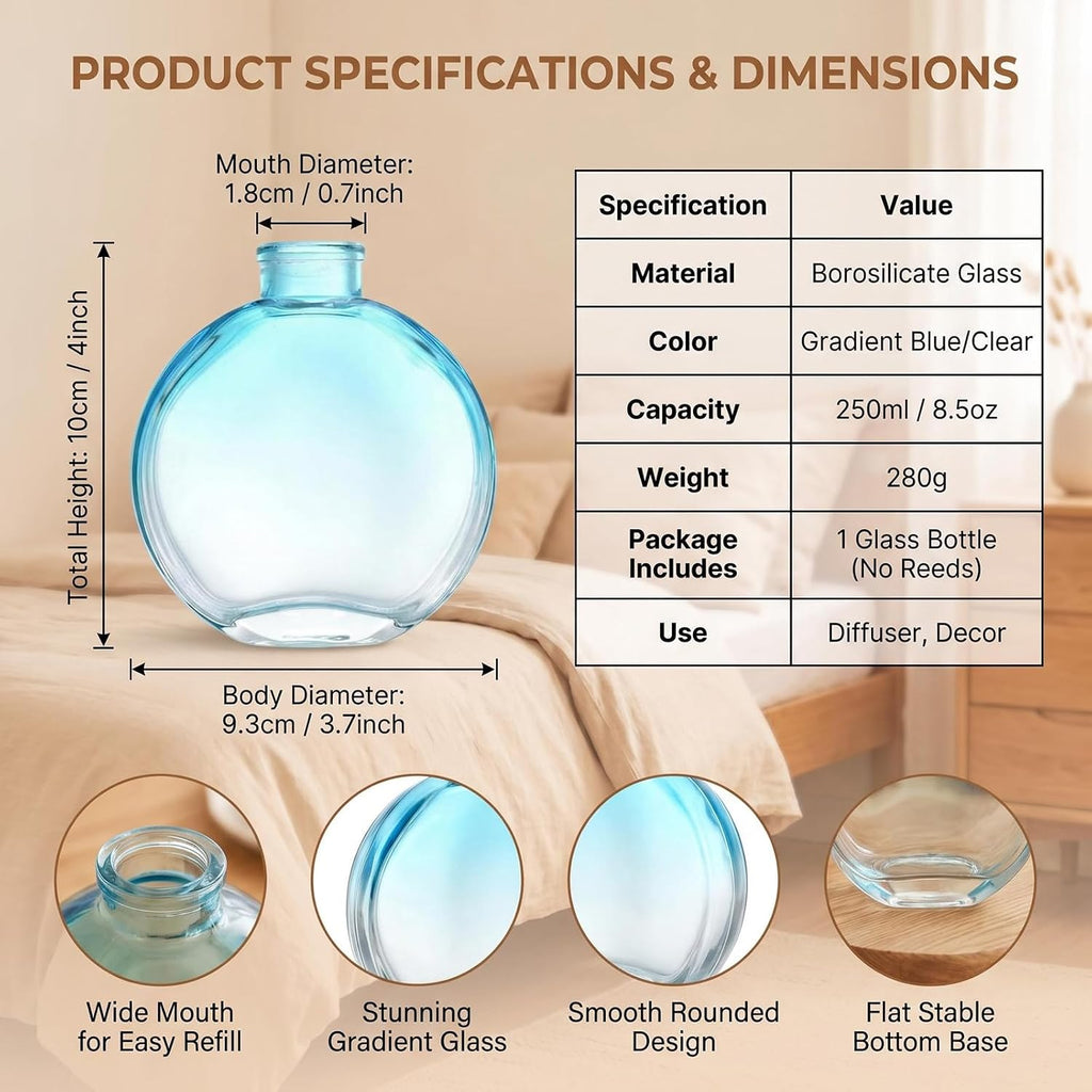 1Pcs 150ml/5oz Empty Refillable Clear Glass Diffuser Bottles Aromatherapy Jar Container Fragrance Accessories Use for DIY Replacement Reed Diffuser Sticks Sets Essential Oils Crafts Decor