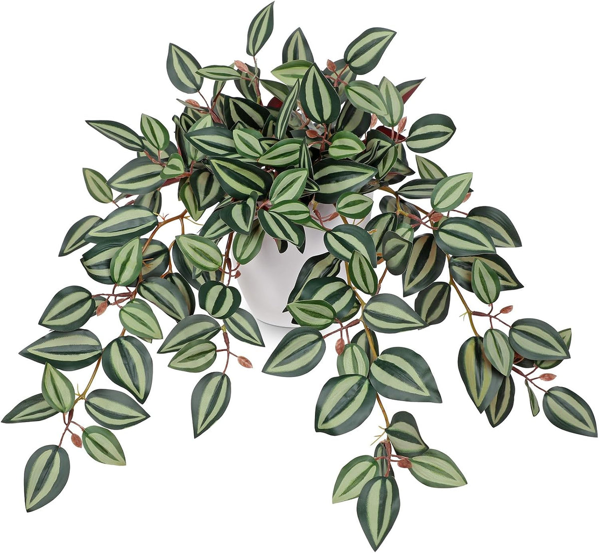 Briful Artificial Potted Plants Indoor - 18.5'' Small Faux Trailing House Plant with Cascading Vines Lifelike Fake Plants in White Plastic Pot for Shelf Desk Bathroom Home & Office Decor