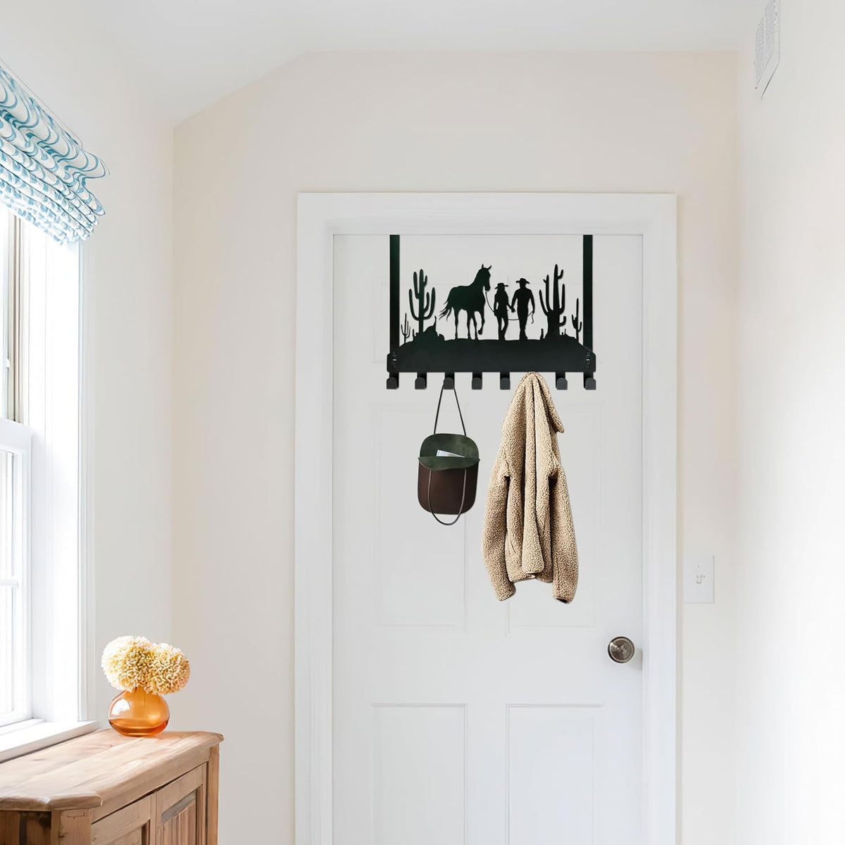 Cowboy Over the Door Hook Hanger,8 Decorative Towel Rack Organizer