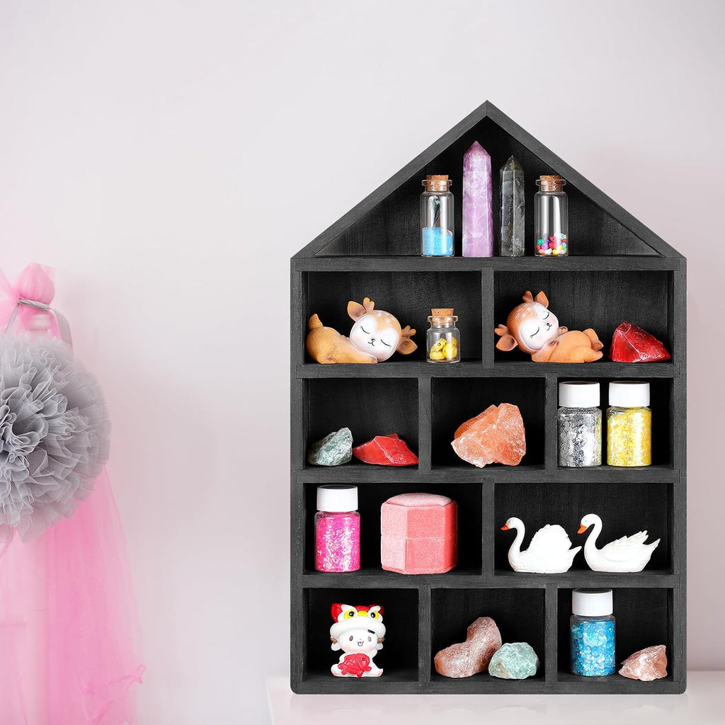 Threehoney Wooden Shadow Cubby Box, Black, 10x15x2.24'', Classic
