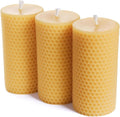 2 inch Wide Yellow Honeycomb Beeswax Pillar Candles, Unscented, 3-Pack