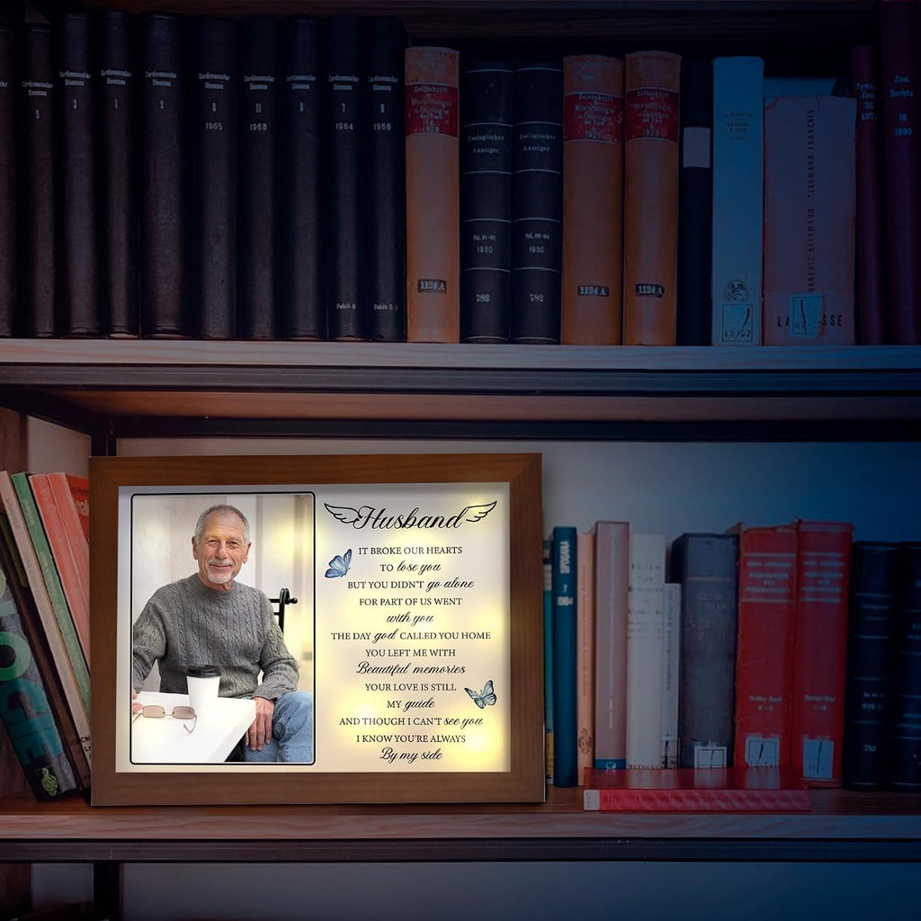 Memorial Gifts for Loss of Husband,Sympathy LED Shadow Boxes 4x6 Photo, Bereavement Keepsake for Loss of Husband, Healing Memorial Decor, Grief Support Gift for Wife, Family, Friends, Colleagues