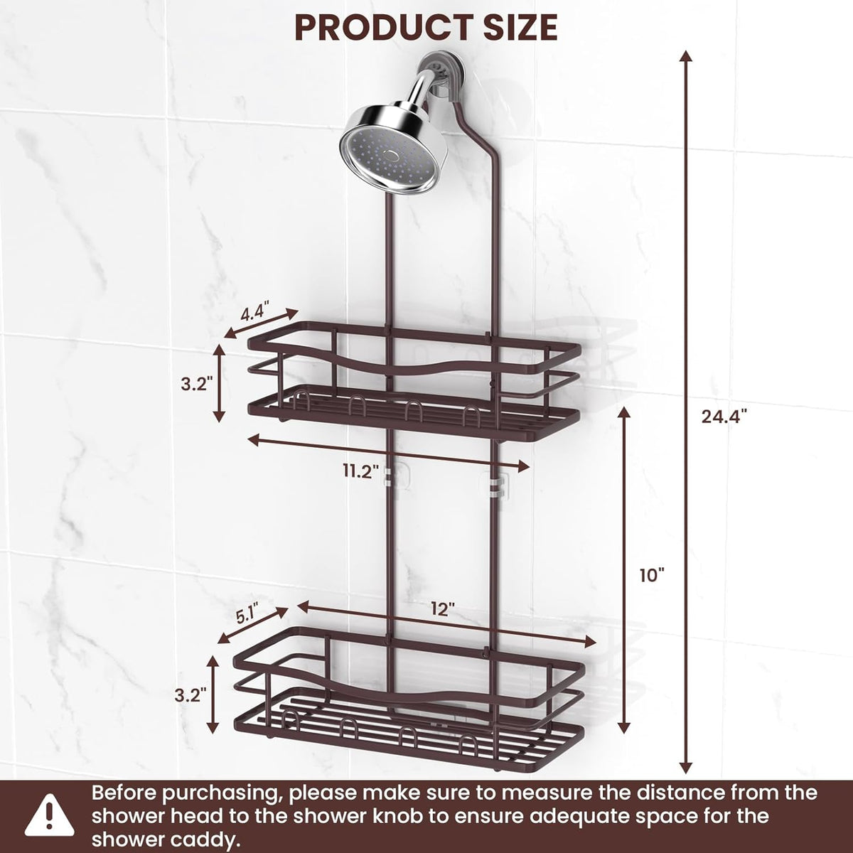 Rustproof Shower Caddy Hanging with Soap Holders for Bathroom, Bronze