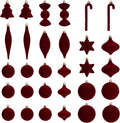 30PCS Red Velvet Christmas Ornaments Set,Burgundy Velvet Ornaments for Tree