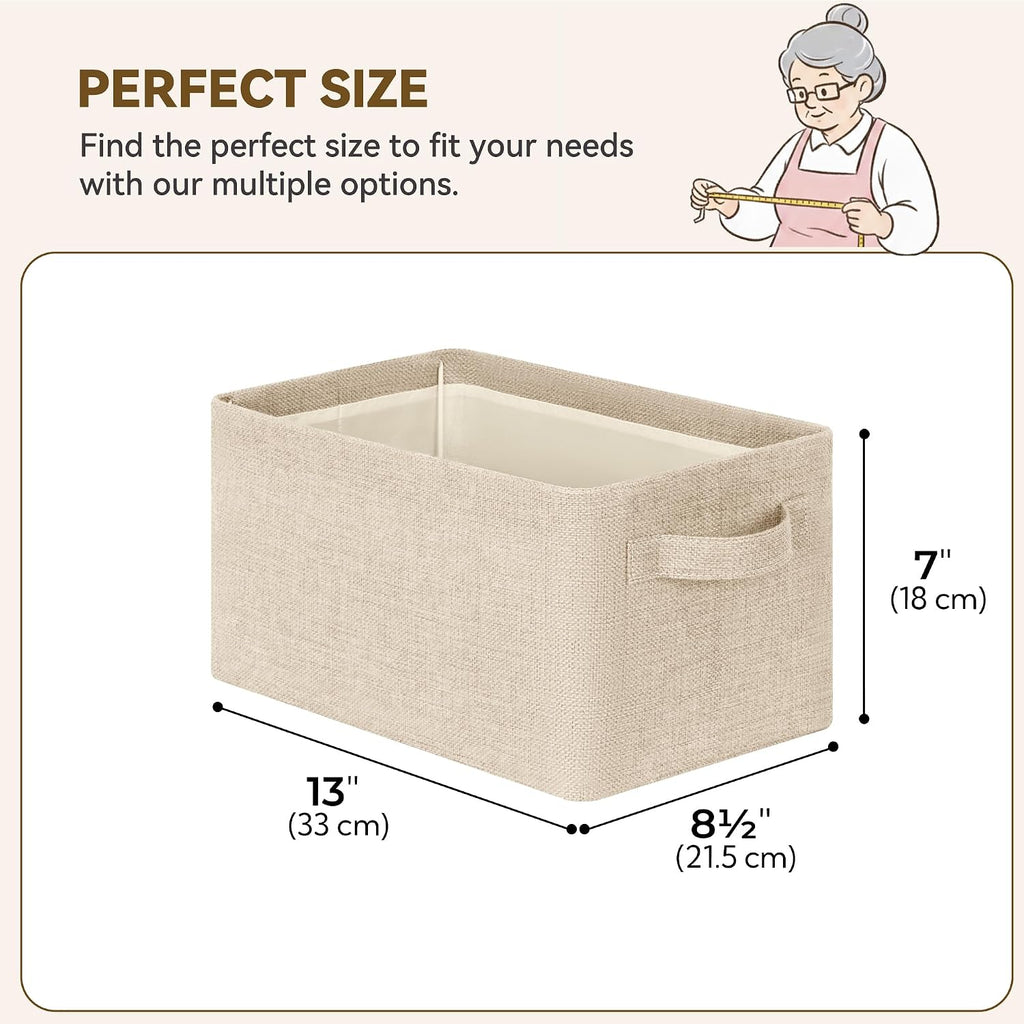 GRANNY SAYS Fabric Storage Bin for Closet, Khaki, 2-Pack, 13"x8.5"x7"
