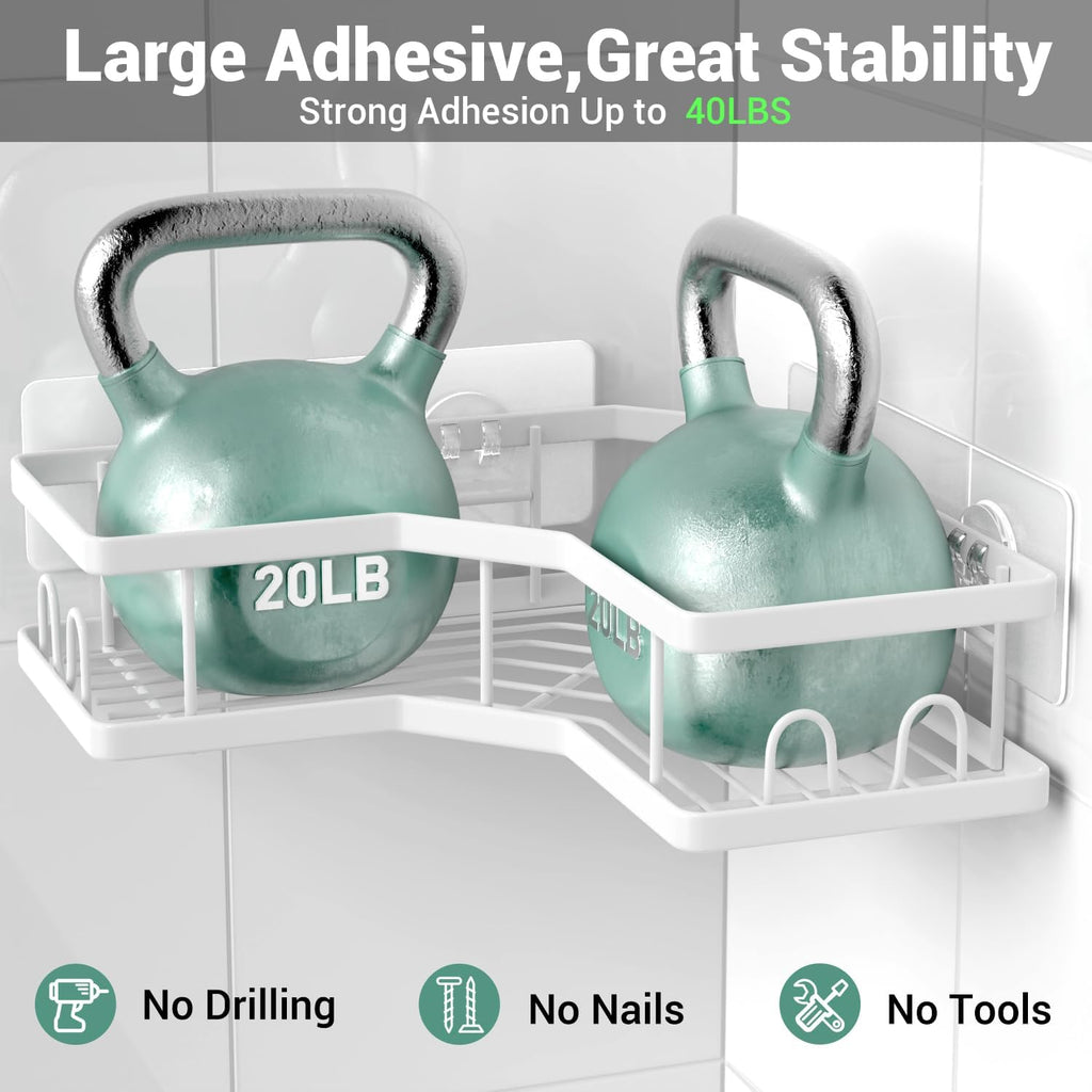 AKTECKE Corner Shower Caddy Bathroom Organizer Adhesive Shower Rack Bathtub Shelves- 3Pack No Drilling Shower Shelf For Inside Shower - Rustproof Bath Tub Organizer Caddy